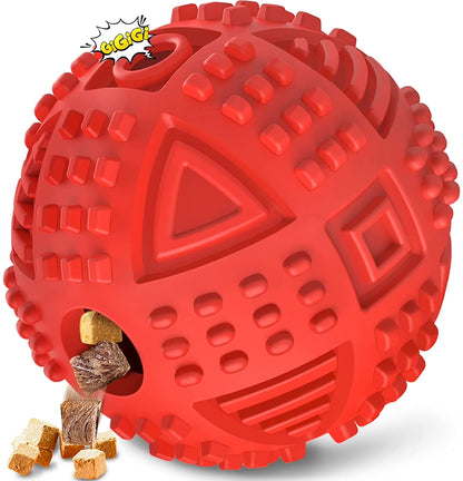Dog Balls Treat Dispensing Dog Toys, Dog Toys for Aggressive Chewers Large Breed, Nearly Indestructible Squeaky Dog Chew Toys for Large Dogs, Natural Rubber Dog Puzzle Toys, Tough IQ Dog Treat Balls