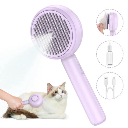 Cat Steam Brush, 3 in 1 Pet Steam Brush with Release Button and Water Tank, Steam Brush for Cats Dogs, Long and Short Hair