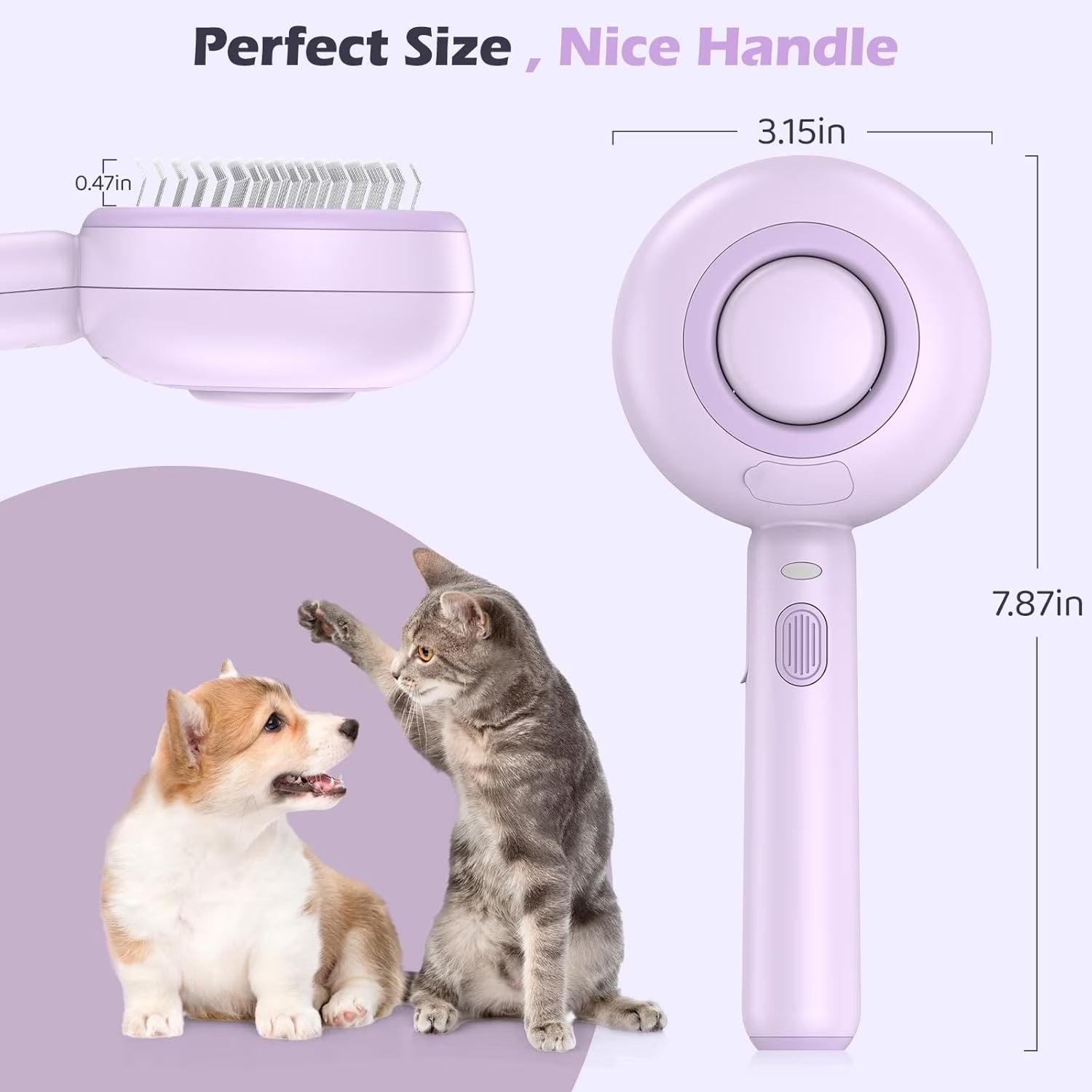 Cat Steam Brush, 3 in 1 Pet Steam Brush with Release Button and Water Tank, Steam Brush for Cats Dogs, Long and Short Hair