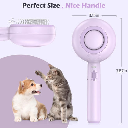 Cat Steam Brush, 3 in 1 Pet Steam Brush with Release Button and Water Tank, Steam Brush for Cats Dogs, Long and Short Hair