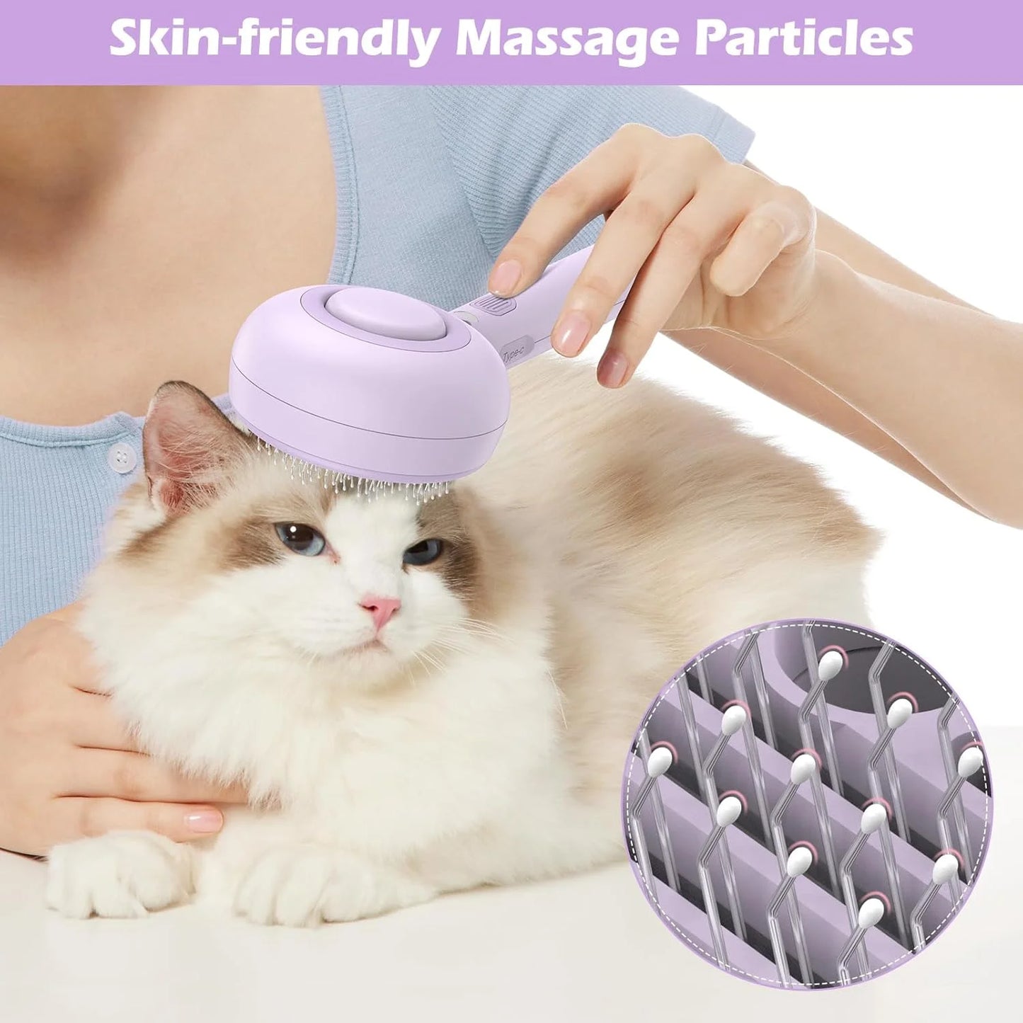Cat Steam Brush, 3 in 1 Pet Steam Brush with Release Button and Water Tank, Steam Brush for Cats Dogs, Long and Short Hair