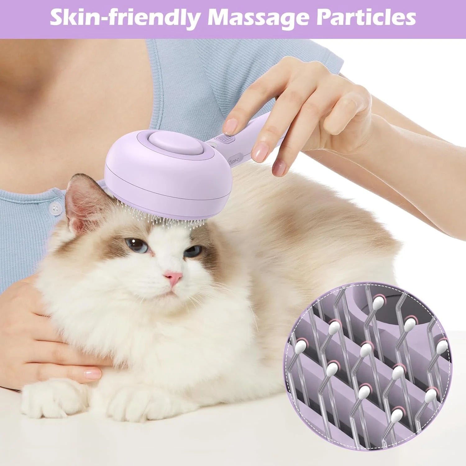 Cat Steam Brush, 3 in 1 Pet Steam Brush with Release Button and Water Tank, Steam Brush for Cats Dogs, Long and Short Hair