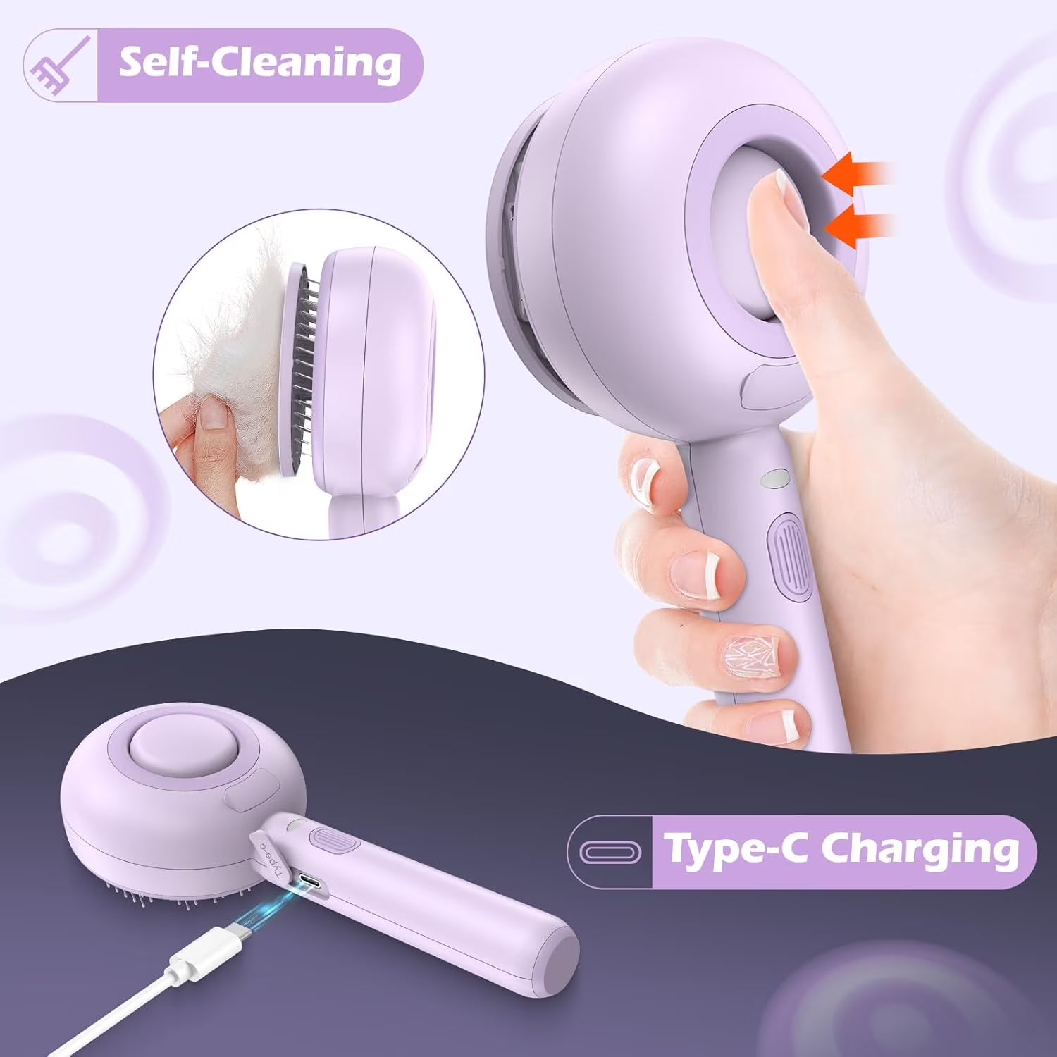 Cat Steam Brush, 3 in 1 Pet Steam Brush with Release Button and Water Tank, Steam Brush for Cats Dogs, Long and Short Hair